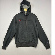 Athleisure Sporty Champion Mens Medium Gray Pullover Hoodie GF89H picture
