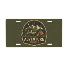 Adventure Awaits License Plate Overlanding Camping Off Road Gift Aluminum Tag picture