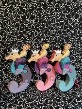 3 SUPER RARE Katherine's Collection Mermaids On Wooden Seahorse Puzzles Ornies picture