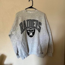 90s NFL logo Oakland Raiders gray crewneck sweatshirt VK16012 picture