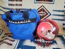 14 Pound Bowling Ball Viz-A-Ball RARE NFL Cleveland BROWNS HR41288 USA Brunswick picture
