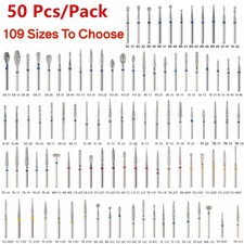 50 Pcs/Pack Dental High Speed Friction Grip Round Ball End Taper FG Diamond Burs picture
