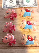 Lot of 6 VINTAGE CELLULOID BROOCH  Pins Scotties & Terrier dog OCCUPIED  JAPAN picture