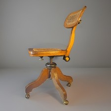 Antique C.A. Cook Co. Oak & Cane Typist/ Stenographer Swivel Task Chair  picture