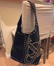 used Vivienne Westwood Black Studded Shoulder Bag Silver HW w/ Dust Bag picture