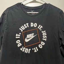 The Nike Tee Men's T Shirt Black/Orange Color Size Large Short Sleeve Just Do IT picture