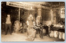 c1910's Blacksmith Shop Horseshoes Interior RPPC Photo Antique Postcard picture