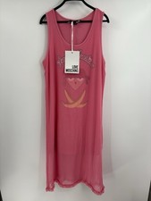 Love Moshino Pink Anita Ruffle Coquette Luxury Y2K Boho Slip Maxi Dress Size 8 picture