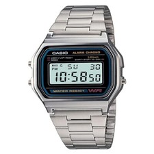 Casio Vintage A158WA-1DF Black Digital Dial Silver Stainless Steel Band D011 F S picture