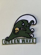 Tulane Green Wave Vintage Embroidered Iron On Patch Old Stock 3” X 2.5 picture