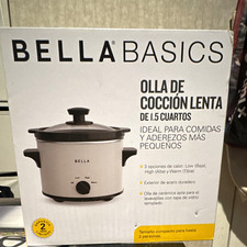 BELLA BASICS 1.5 qt Slow Cooker White, 3 Heat Settings, Ceramic, 120W picture