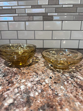 Vintage Hazel Atlas Amber Glass Coin Thumbprint Optic Bowl, 4-pc picture