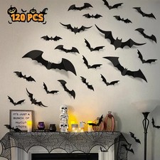 100pcs 3D Bat Wall Stickers Halloween Decorations Scary Bats Decals Party Decor picture