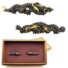 Menuki Goto school Dragon Japanese Antique Sword Fitting Samurai Katana Tachi picture