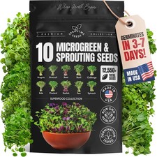 Microgreens & Sprouting Seeds Variety Pack, 10 Varieties, Non-GMO, 12550+ Seeds picture