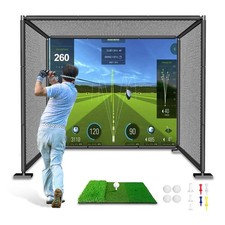 YUNIC Metal Golf Driving Cage with Simulator Impact Screen picture