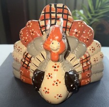 Vintage Ceramic Turkey Figurine Thanksgiving Hand Painted Fall Decor 7” picture