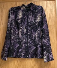 VINTAGE PICADILLY FASHIONS SHIMMER ZIP-UP JACKET PURPLES/CREAM SZ 12 EXCELLENT picture