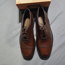 Florsheim Earl 5 Eye Tip Oxford Mens 13 Red-Brown Leather Cap Toe Brogue vintage picture