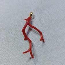 Natural Italy Red Coral Branch Brass Pendant Organic Sea Coral Gemstone Jewelry picture