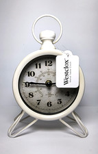 Westclox White Metal Analog Table Clock: Timeless Elegance NWT picture