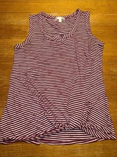 nine britton Maroon and White Striped Sleeveless Tank picture