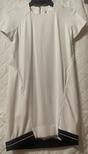 Zara TRF White Short Sleeve Raglan Mini Dress Black Striped Hem Y2K Size Small picture