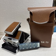 Vintage 1970's Polaroid SX-70 Land Camera Untested with original case and flash picture