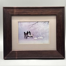 VTG 1986 Steve Polomchak Amish Lithograph Print Going Home Framed Feeding Geese picture