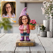 Personalized Grandma Garden Gnome Wooden , Custom Name Flower Pot Gift picture