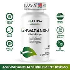 Organic Ashwagandha 1050mg - Stress, Cortisol & Thyroid Support - 60 Capsules picture