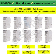 LEVITON LB120-AFT 20AMP AFCI THERMAL MAGNETIC PLUG-ON 120V BRAND NEW LOT 10 picture