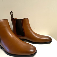 Polar Fox Men's Brown Faux Leather Chelsea Ankle Boots Slip-On US 6.5 Standard picture