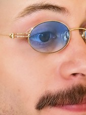 VERY RARE Authentic Gucci Coogi Brand Name Gold Metal Frame Blue Tint Sunglasses picture
