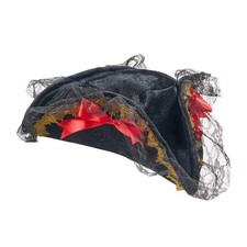 Dress Up America Pirate Hat for Adults - Lace Trimmed Tricorn Pirate Costume Hat picture