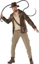 Men`s Indiana Jones Costume + Hat Movie Explorer Archaeologist Halloween M - 3XL picture