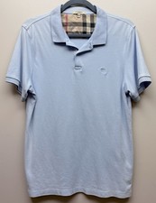 Burberry London Men’s Bheck Collar Light Blue Short Sleeve Polo Shirt L picture