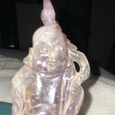 Vintage Hand Carved Amethyst Crystal Figure 5.5