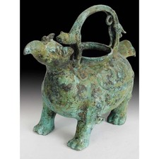 Ancient Chinese Ritual Bronze Zun Libation Zoomorphic Dinosaur Wine Vessel 青銅禮尊 picture