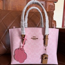 New Coach CER24 Mollie Tote Bag 25 In Signature Canvas With Charms Powder Pink picture
