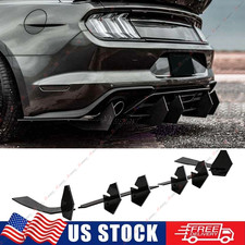 For 18-2023 Ford Mustang Ecoboost Gloss Black Shark Fin Rear Bumper Diffuser Kit picture