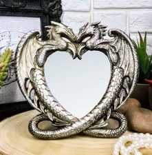 Ebros Double Guardian Lover Dragons Heart Small Vanity Dresser Table Wall Mirror picture