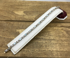 Vintage Ross Simons Aquamarine Two-Tone Sterling Silver Tennis Bracelet 7” picture