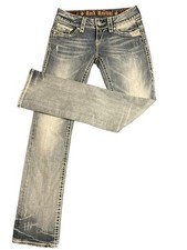Rock Revival Susan Straight Leg Jeans Size 27 Light Wash Denim EUC picture