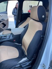 Coverking Custom Fit Seat Cover for Chevy Traverse LS 2019-2024  Black/ Beige picture