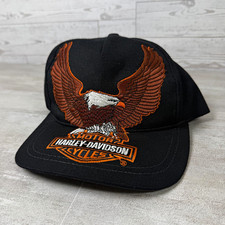 Rare Vintage Harley-Davidson Black Snapback Hat With Eagle Embroidered  picture