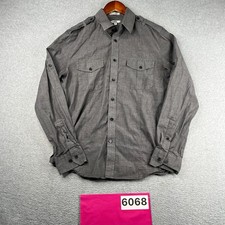 Express Fitted 1MX Shirt Gray Casual Button Up Long Sleeve Mens picture