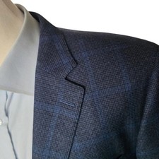 Peter Millar Blazer 44r 24 Inch Arm Length Blue Checked Custom Tailored picture