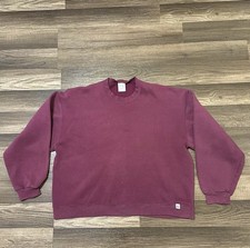 Vintage 90s Russell Athletic Blank Maroon Crewneck Sweatshirt Size Large Boxy picture