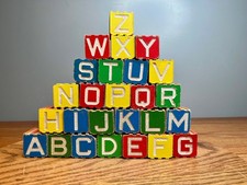 Vintage Wooden Alphabet & Animal Blocks Set - Multicolor Educational Toy For Kid picture